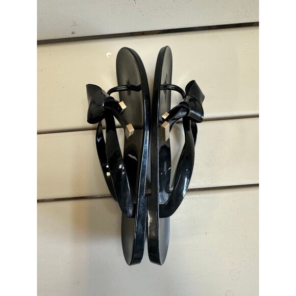 Ted Baker London Black Luzzi Bow T Bar Jelly Flip Flop Sandals EU37 US 6.5 - Picture 6 of 8